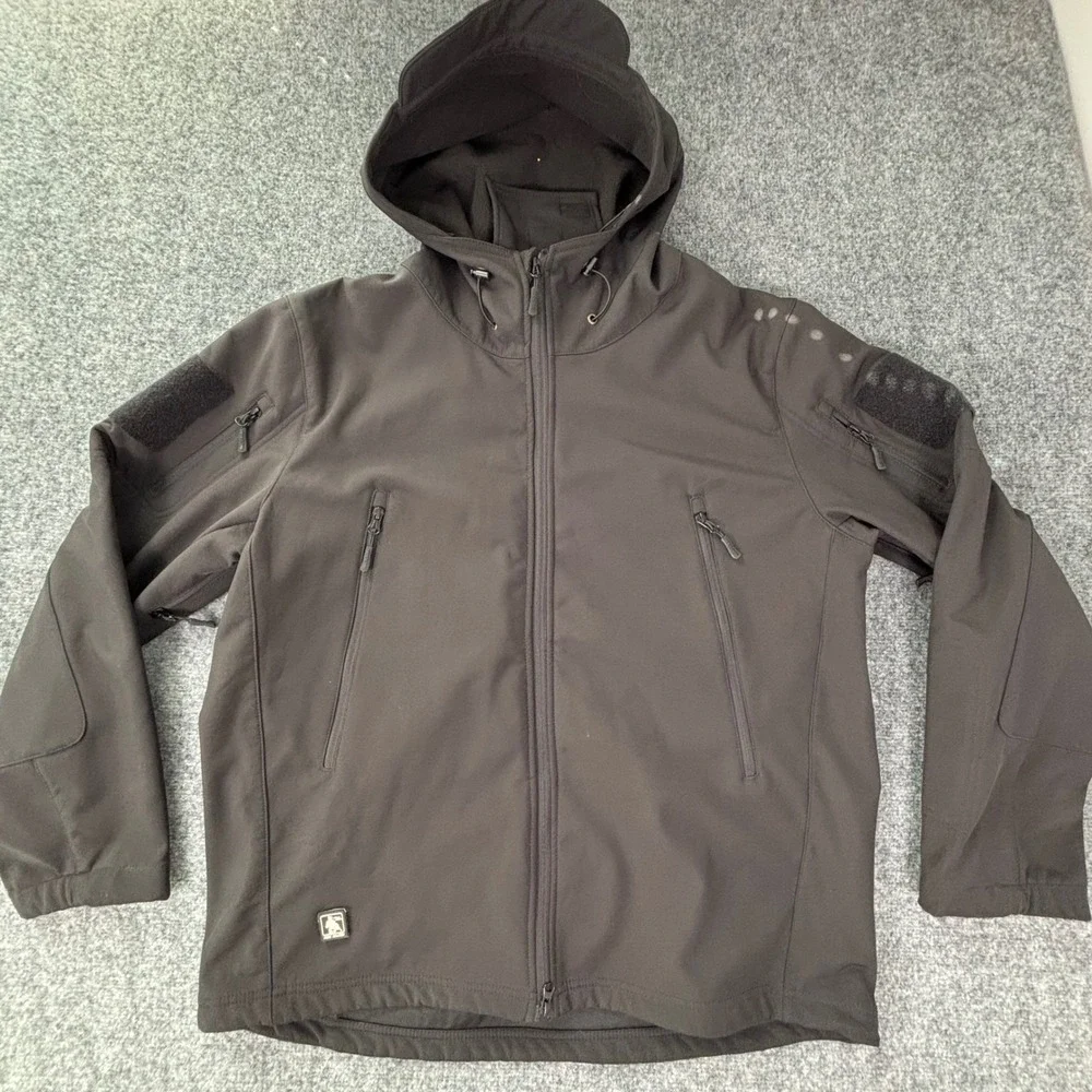 Free Soldier Mens‎ Tactical Softshell Jacket Black Hooded Military Outdoor Coat